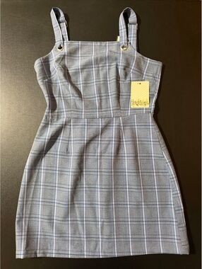 Bebop Women's Blue Plaid Mini Dress Size Small with Adjustable Straps